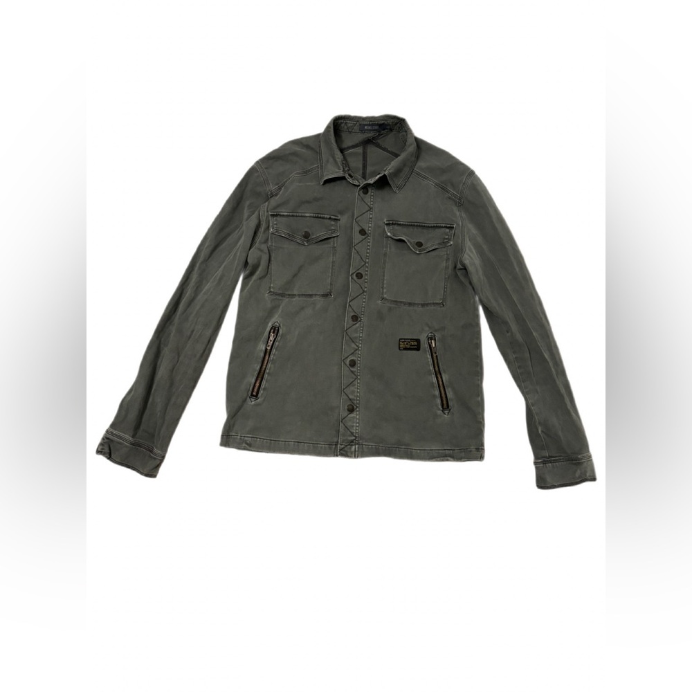 Michael Stars Surplus Military Utility Jacket Green Zip Pockets Men’s Large - Picture 2 of 7